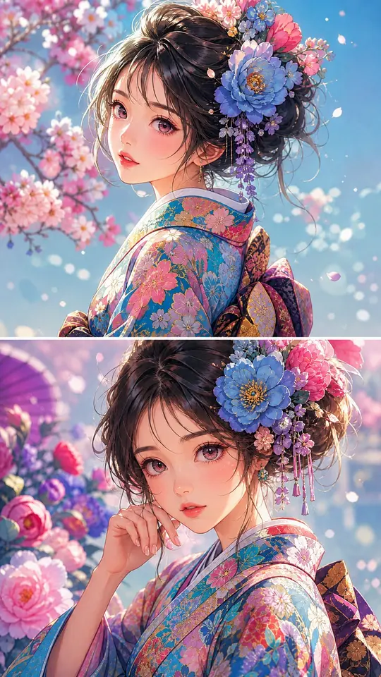 Ultra-detailed anime-style portrait of a young girl with large expressive eyes, soft blush cheeks, and delicate facial f — MiraFrame AI image example